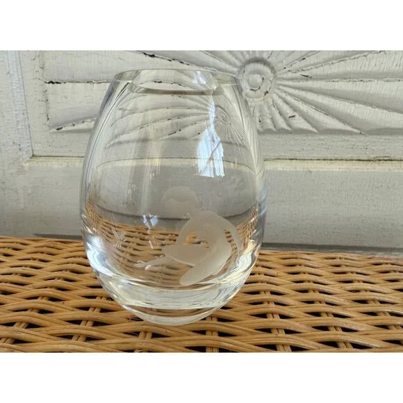 MCM Holmegaard Hellas Clear Vase Per Lütken Etched Susanne kneeling nude